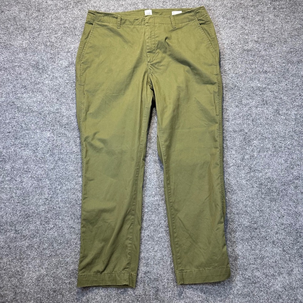 Gap Downtown Khaki Pants Women 14 Green Army Jacket Straight Leg Utility Chino